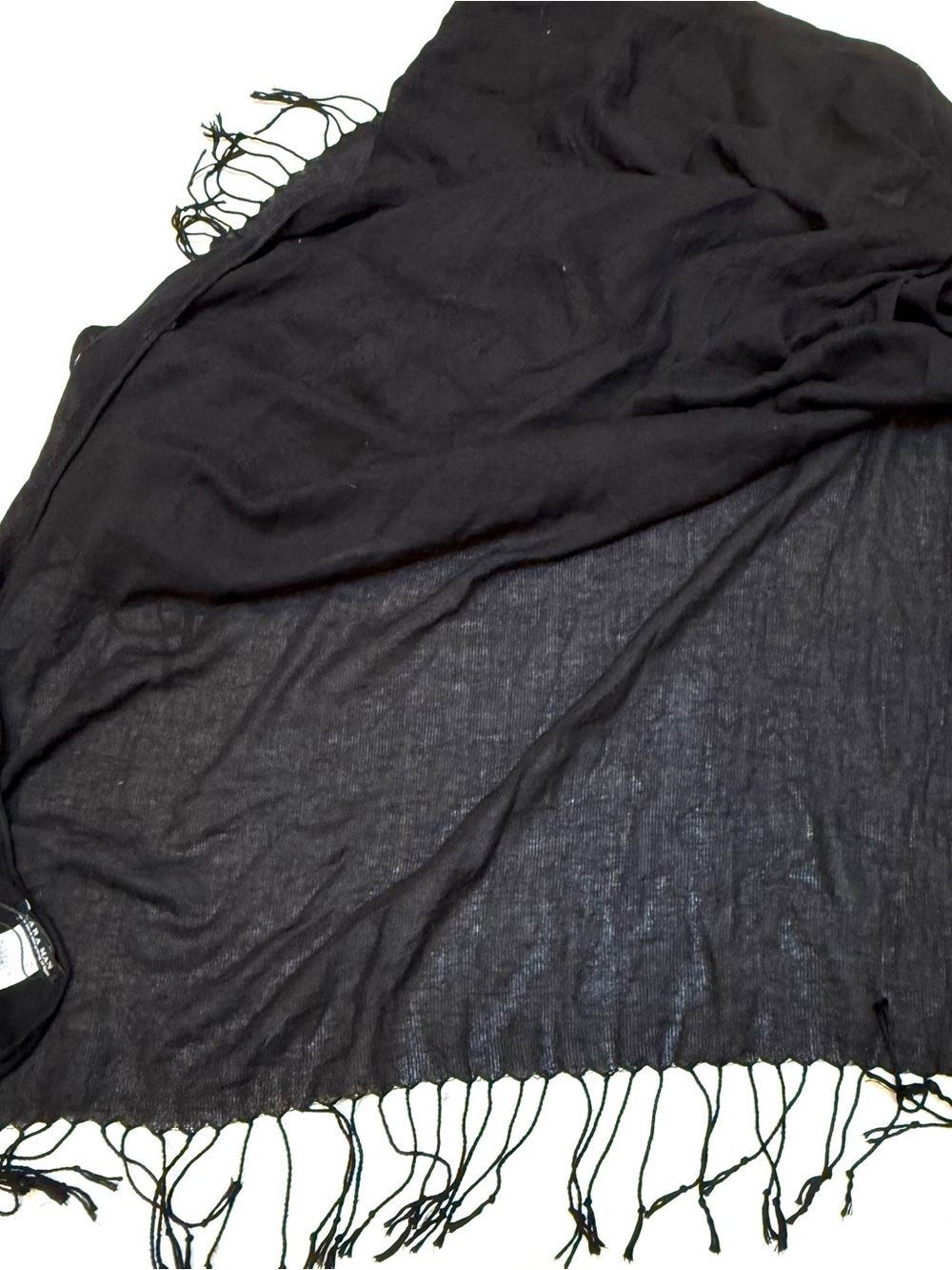 Zara Black Lightweight Fringe Scarf